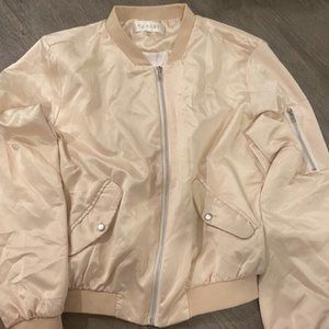 Cream Meshki Satin Bomber Jacket - Size XS